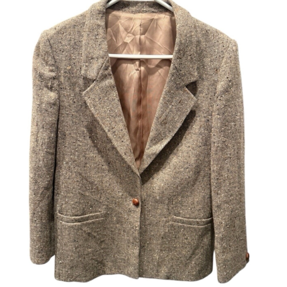 Hunting Horn Blazer Women’s 100% Wool Size 10 Brown Business Academia Preppy